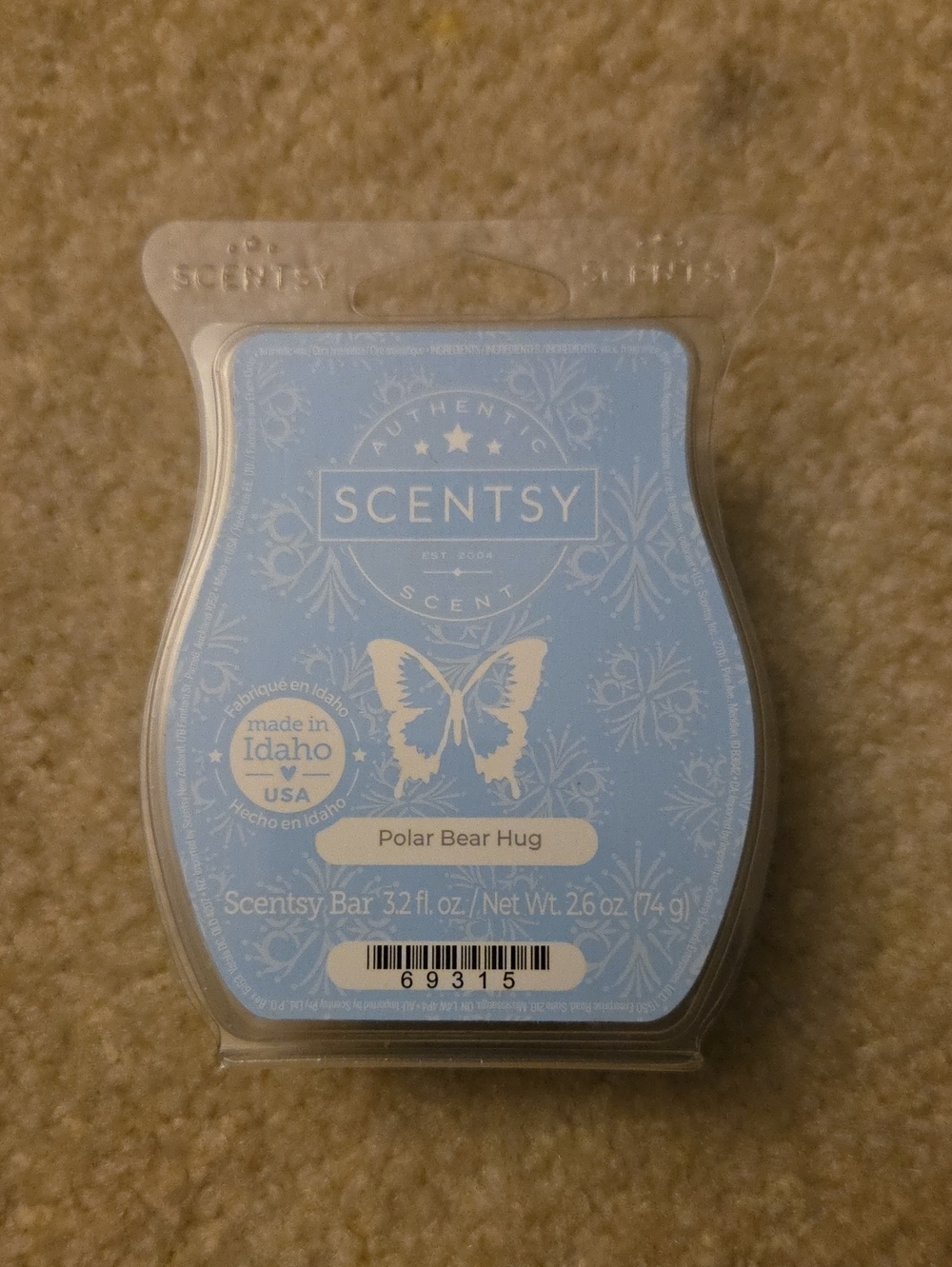 Scentsy Polar Bear Hug Wax Bar - Light Blue